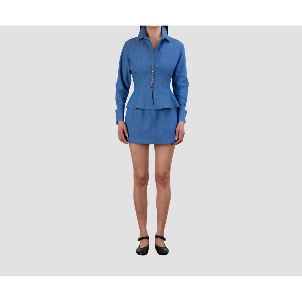 NEW ELIF stella long sleeve top in blue